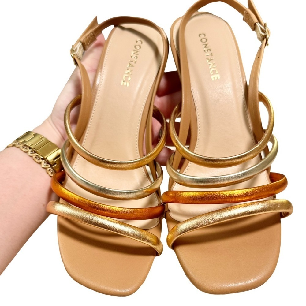 Strappy Sandals Adjustable, Leather Sole / Rose Gold, Gold, Silver, Nude, Beije